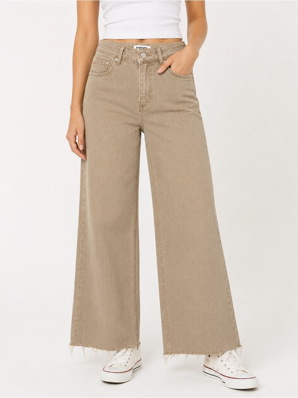 RSQ Taupe Wide-Leg High-Rise Jeans